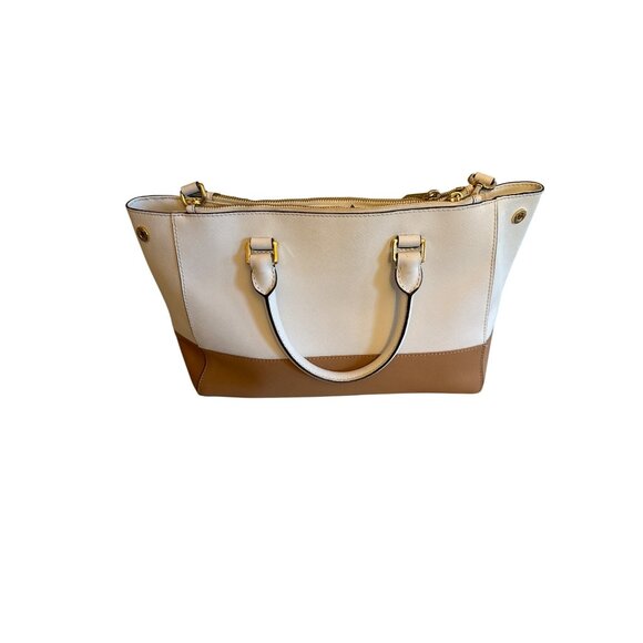 Michael Kors Sutton Large Two-Tone Leather Tote Bag Gold Accents Crossbody Strap - Picture 2 of 8